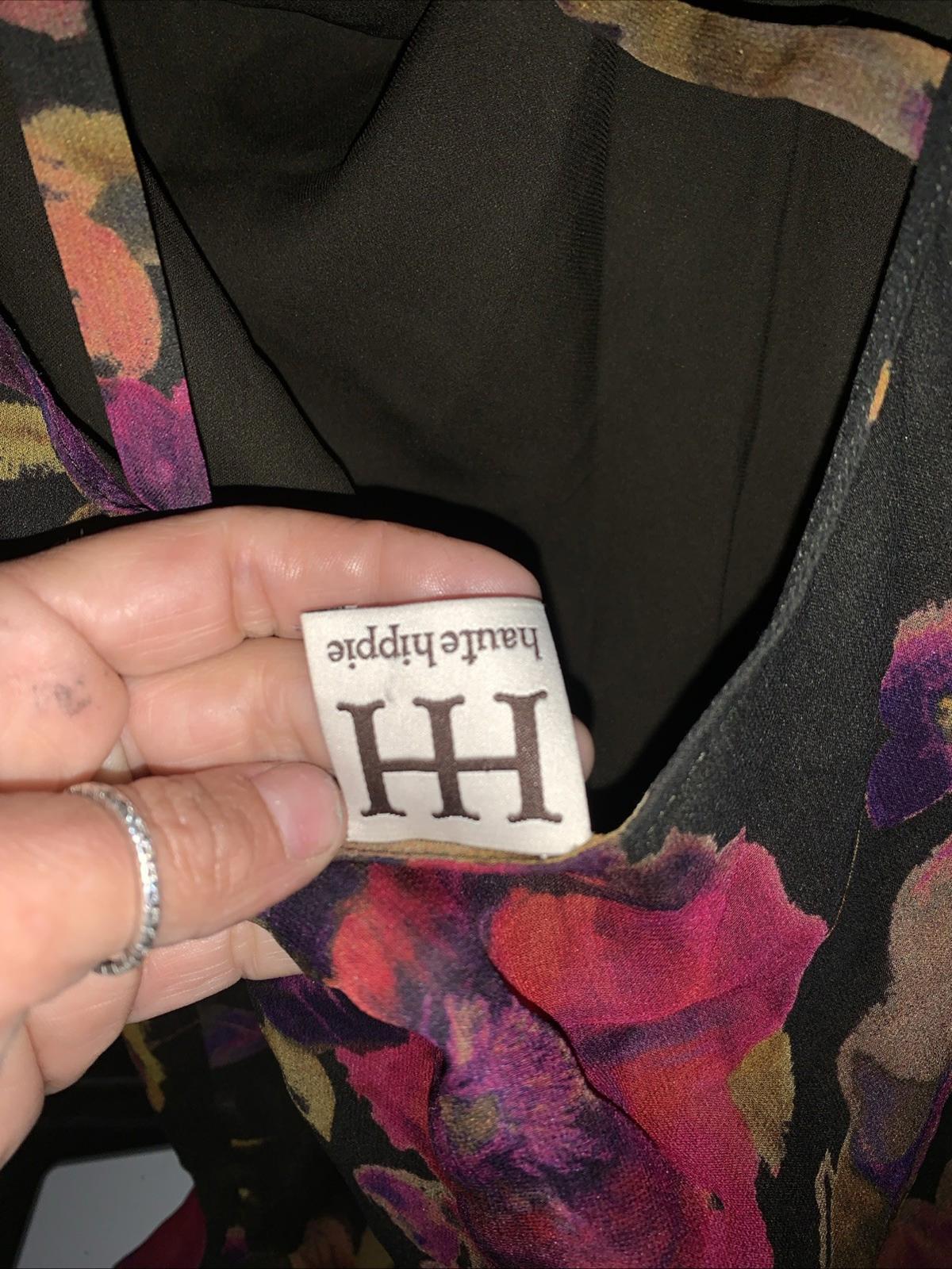 Haute Hippie Psychedelic Floral Sheer Lined Blouse With Gorgeous Back
