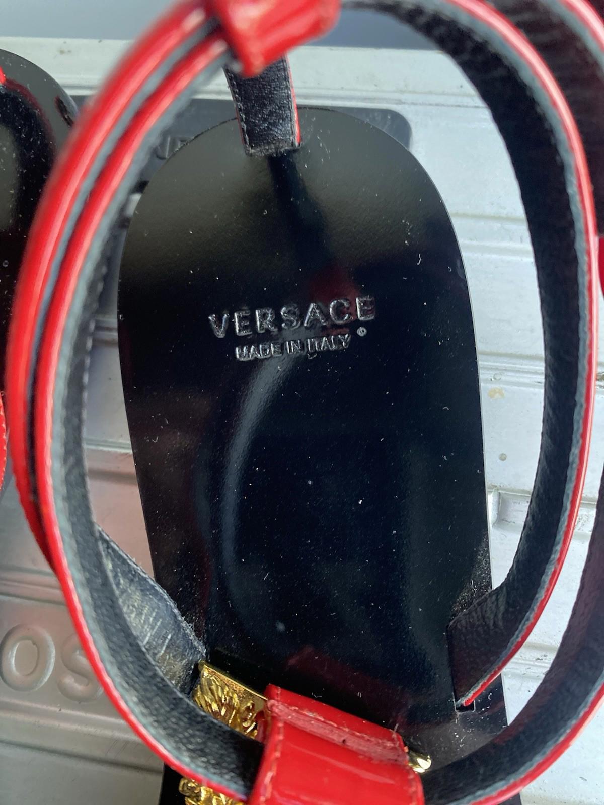 NWOB Versace Virtus Red Flat Thong Sandals Size 38