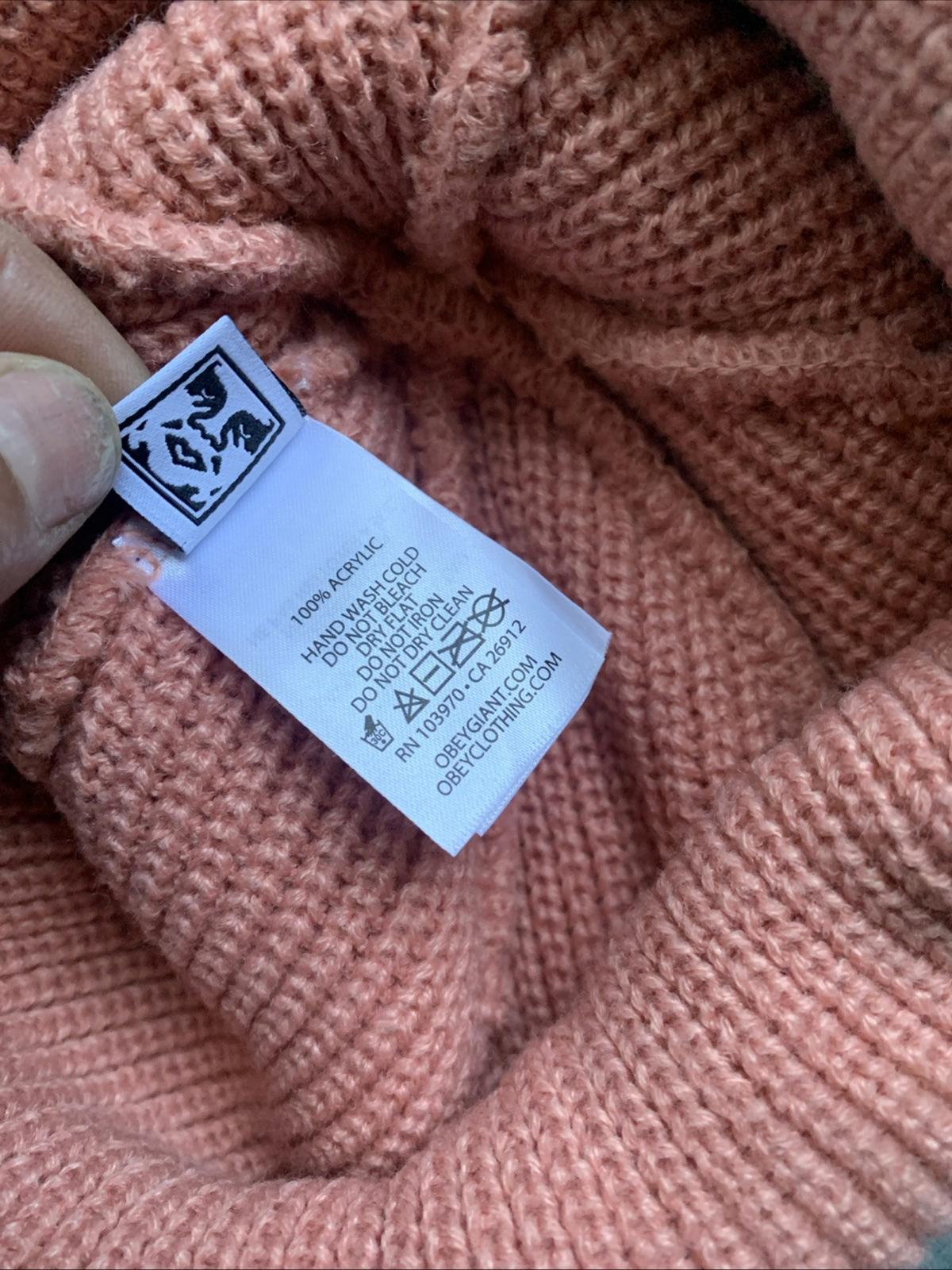Obey Micro Beanie NWOT Salmon/pink