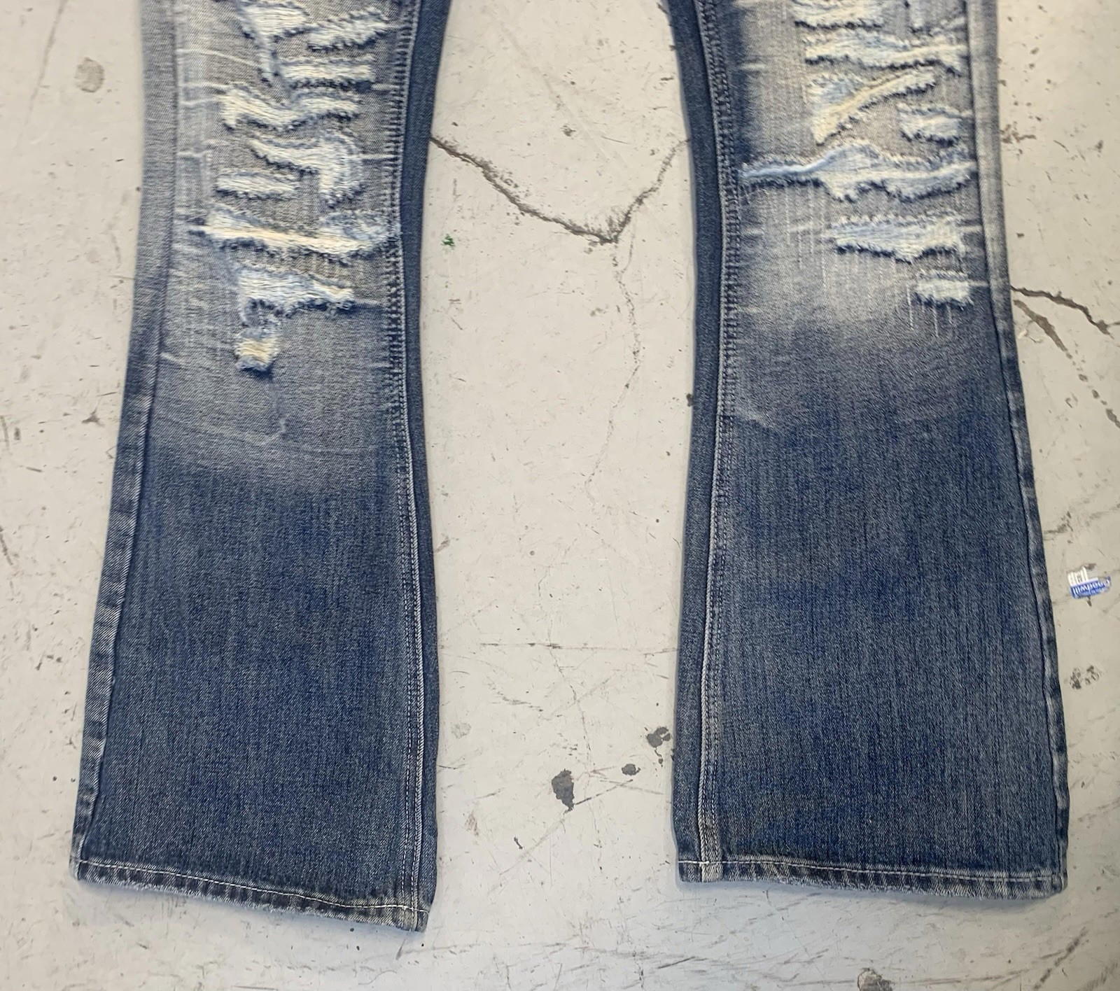 Jaded London Low Rise Distressed Jeans Frayed Wide leg Women's 26 Blue