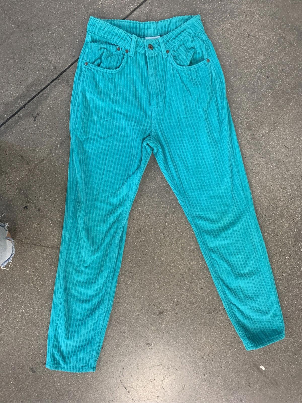 NWOT Ragged Priest Free People Jumbo Corduroy Turquoise Mom Jeans /Pants Size 28