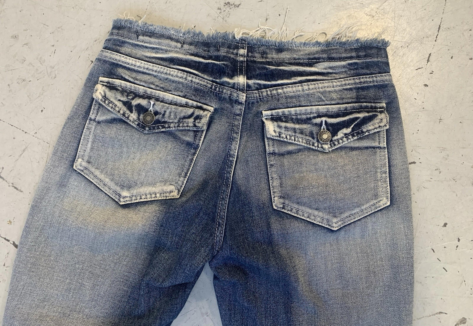 Jaded London Low Rise Distressed Jeans Frayed Wide leg Women's 26 Blue