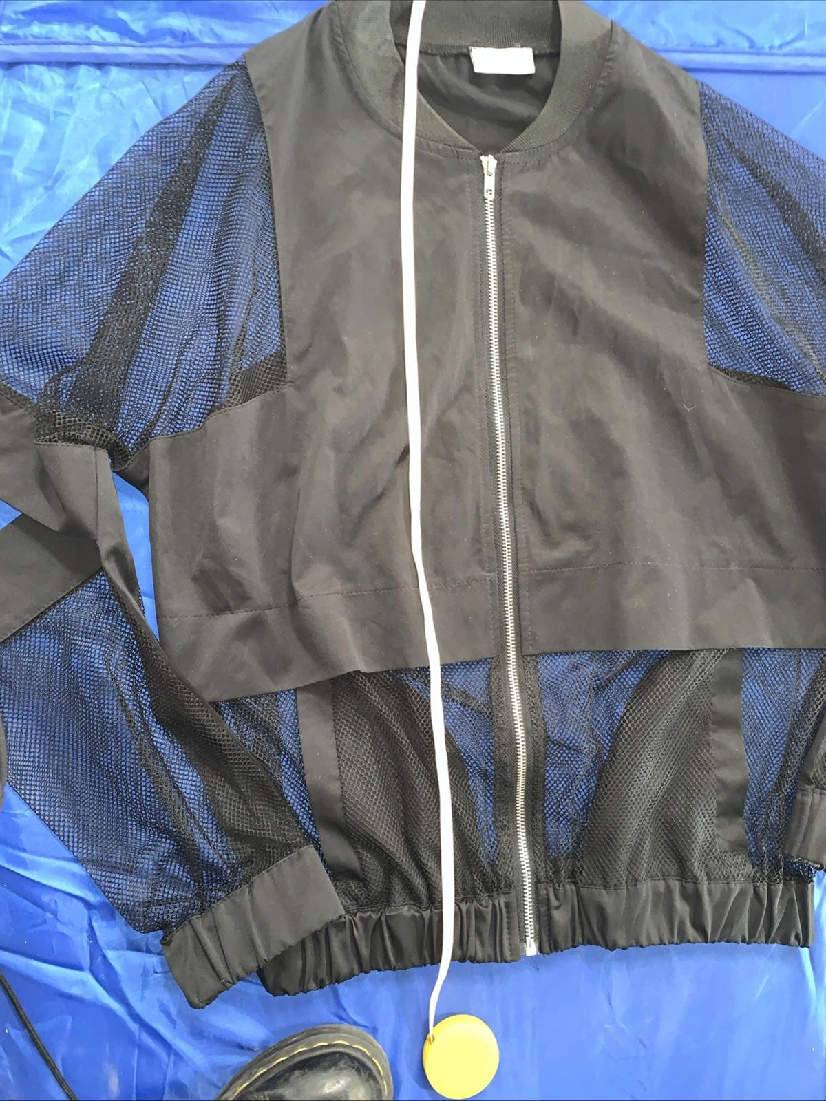 Marigold Shadows Fishnet Open Elbow Windbreaker Jacket Womens Size Medium