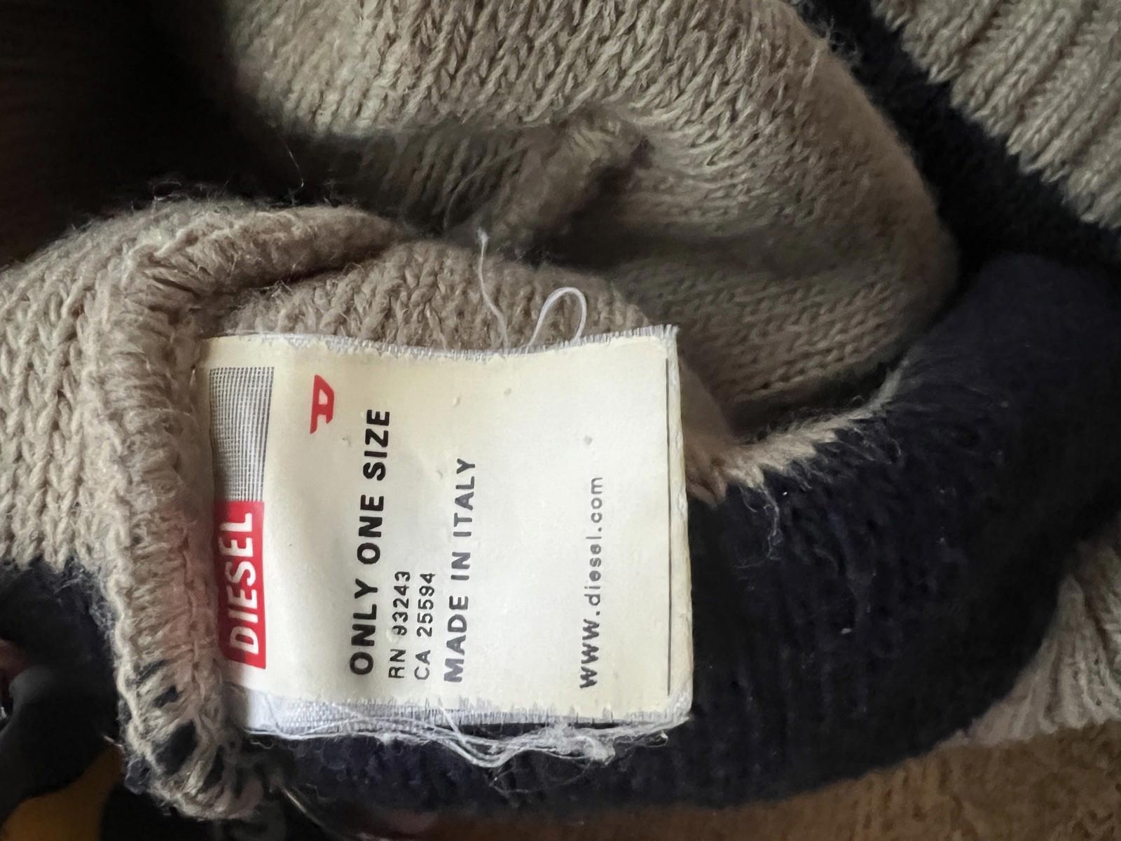 Vintage Diesel Beanie Hat Rare Cream 90s Reversible Unisex Preowned Nice!