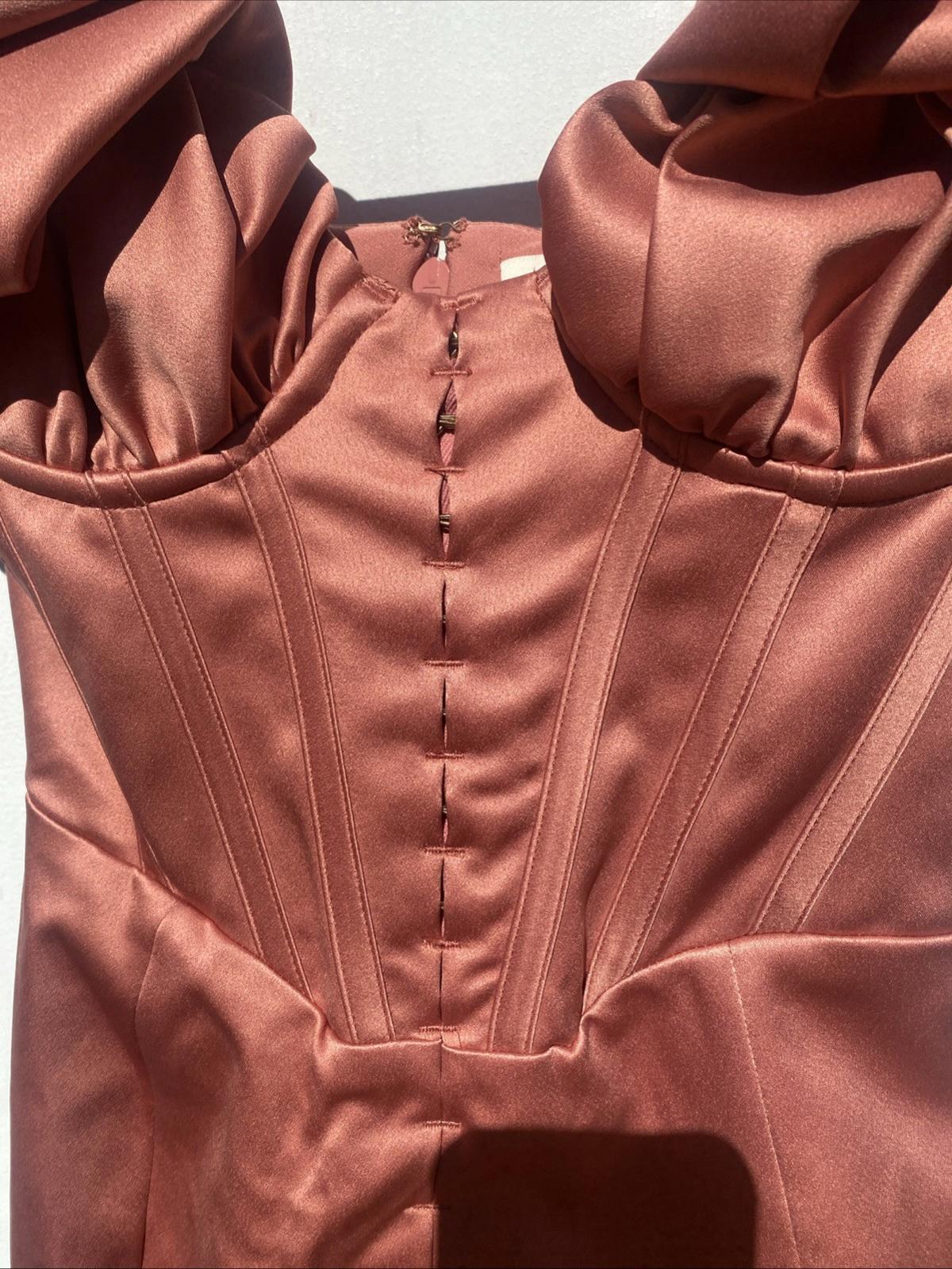 NWOT House Of CB London Annabelle Corset Cocktail Dress Mini Pink Rose Color XS