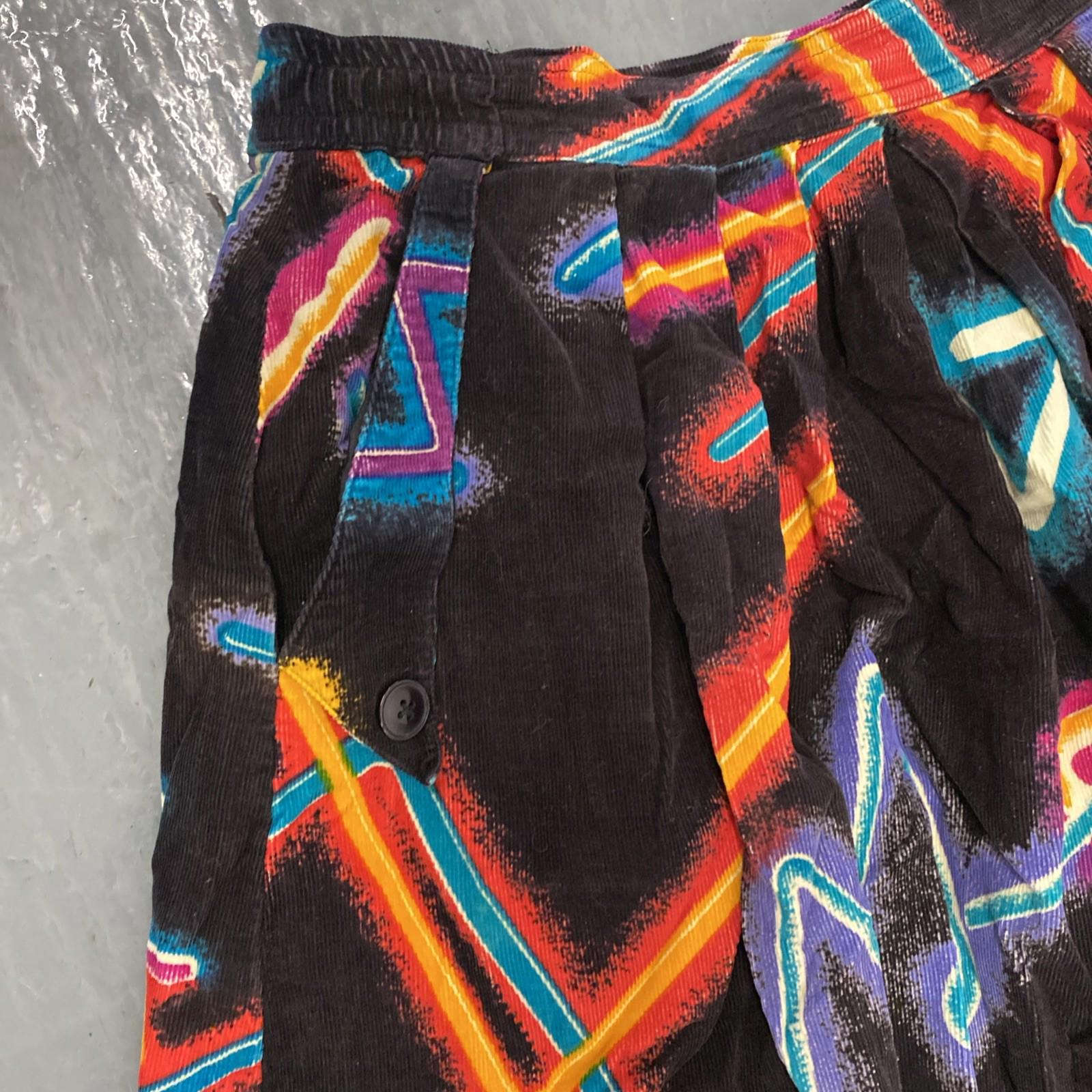 Vintage Abstract Corduroy Skirt With Pockets Womens Small