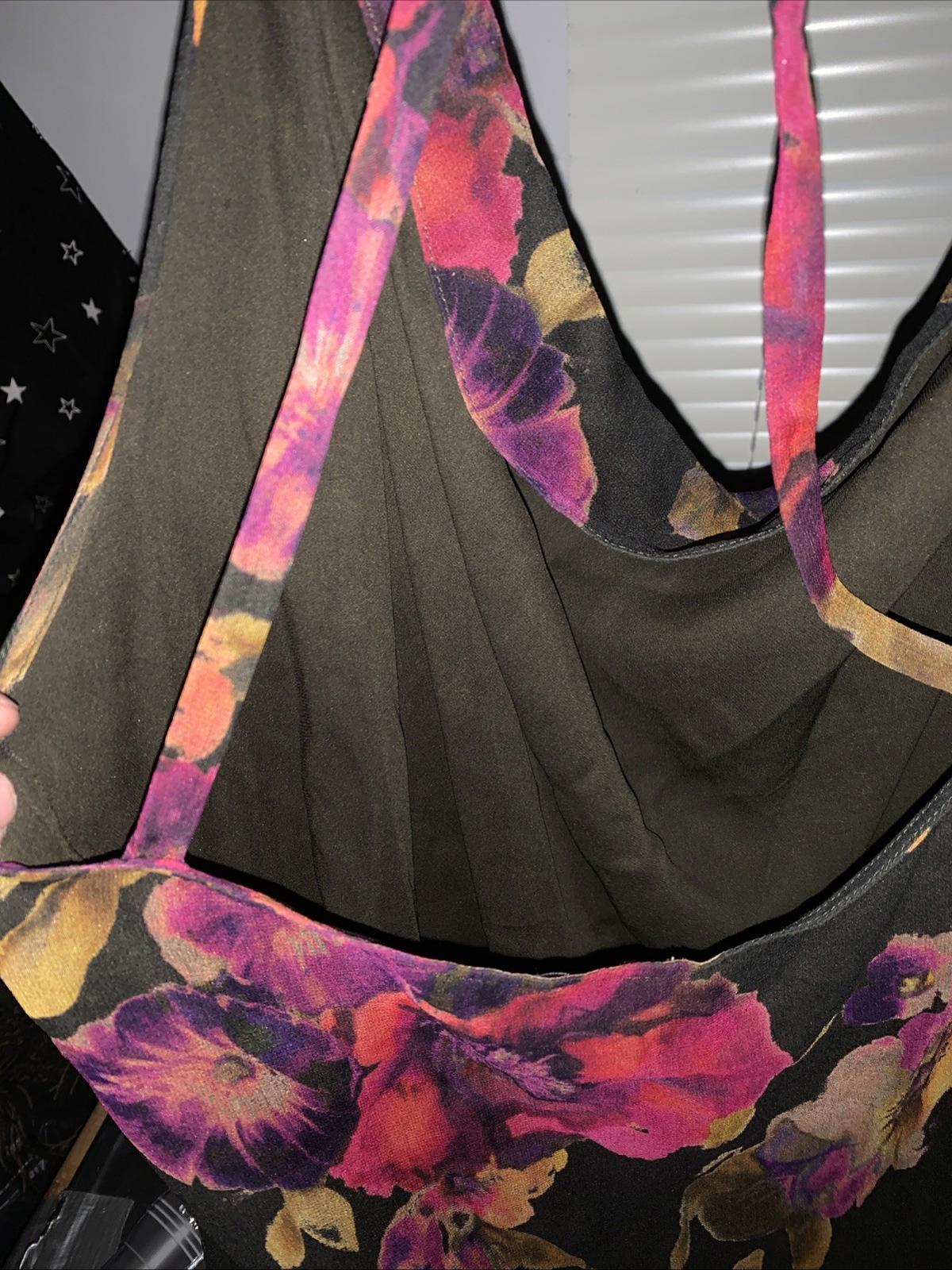 Haute Hippie Psychedelic Floral Sheer Lined Blouse With Gorgeous Back