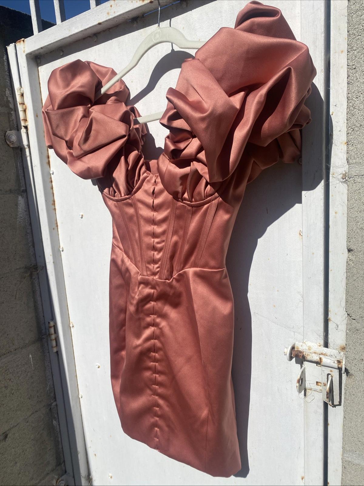 NWOT House Of CB London Annabelle Corset Cocktail Dress Mini Pink Rose Color XS