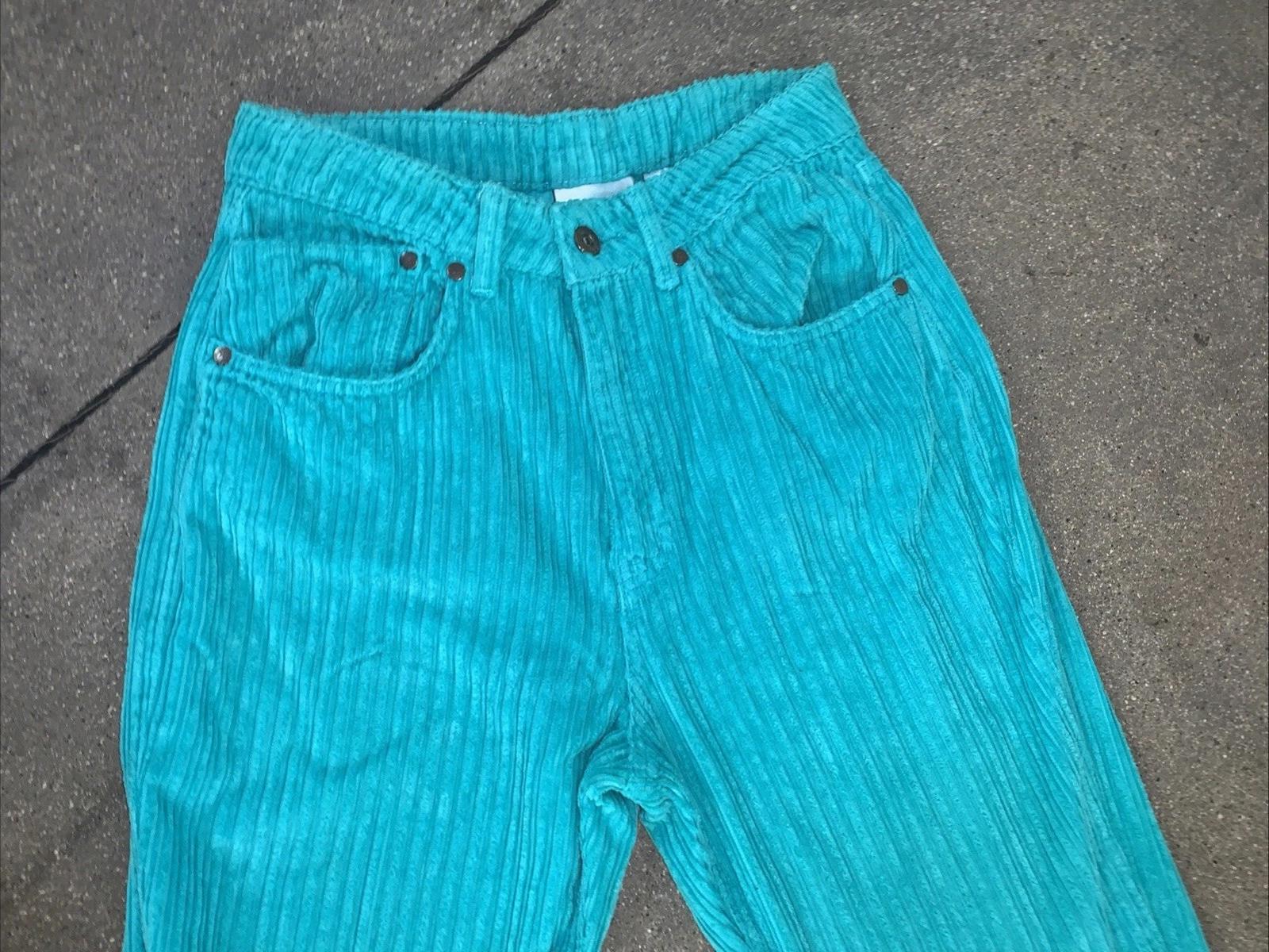 NWOT Ragged Priest Free People Jumbo Corduroy Turquoise Mom Jeans /Pants Size 28