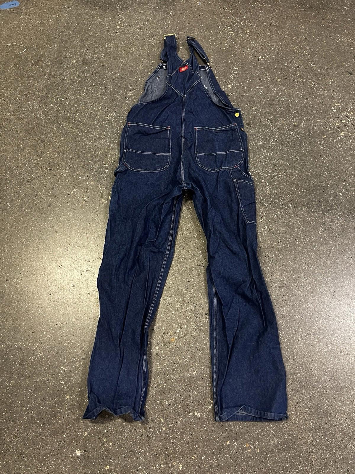 Mens 36X34 DICKIES Bib Overalls Blue Jean Carpenter Workwear Denim