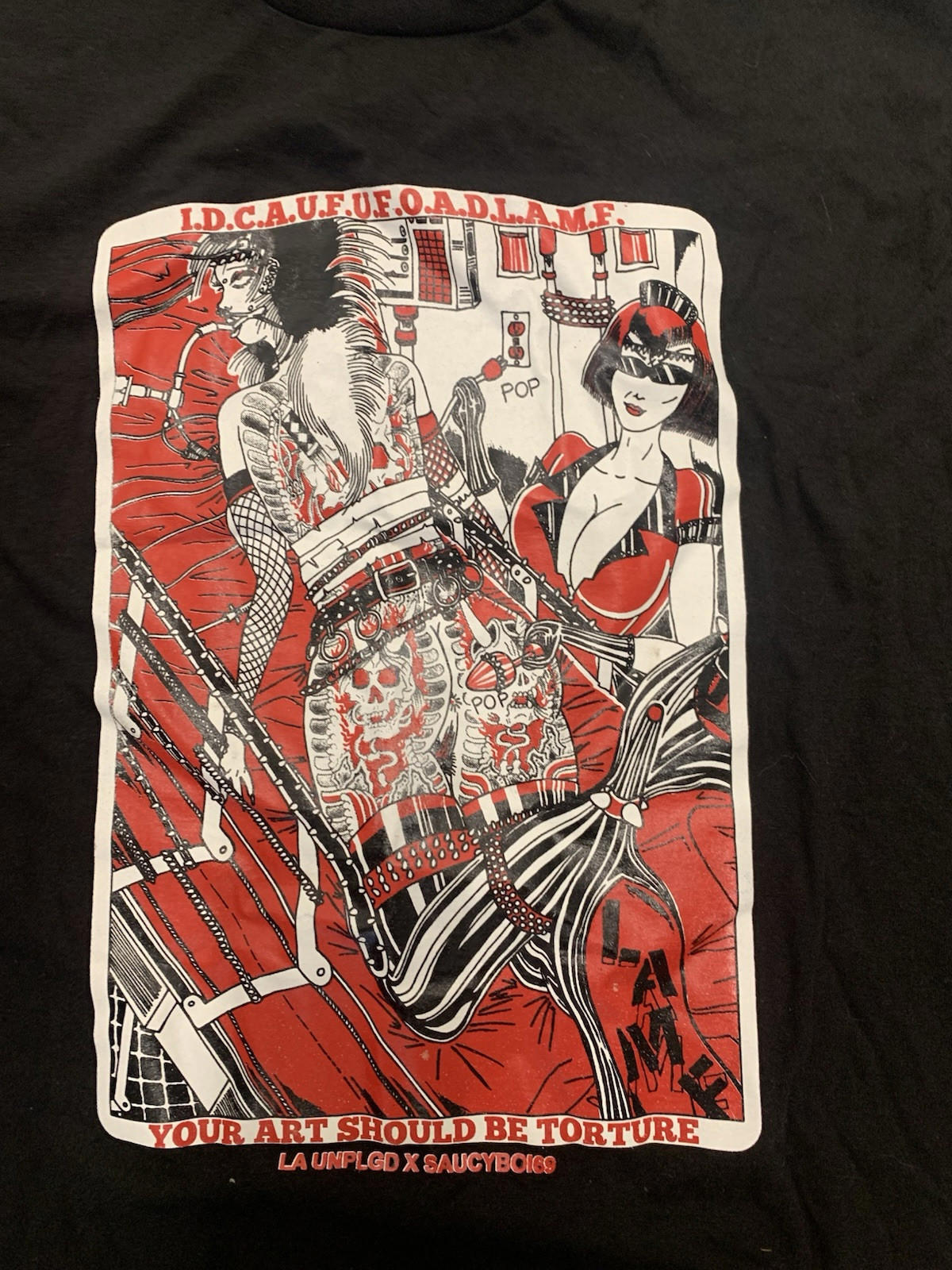Art Should Be Torture LA UNPLGD x SaucyBoi 69 Fetish Tattoo BDSM Shirt Size M