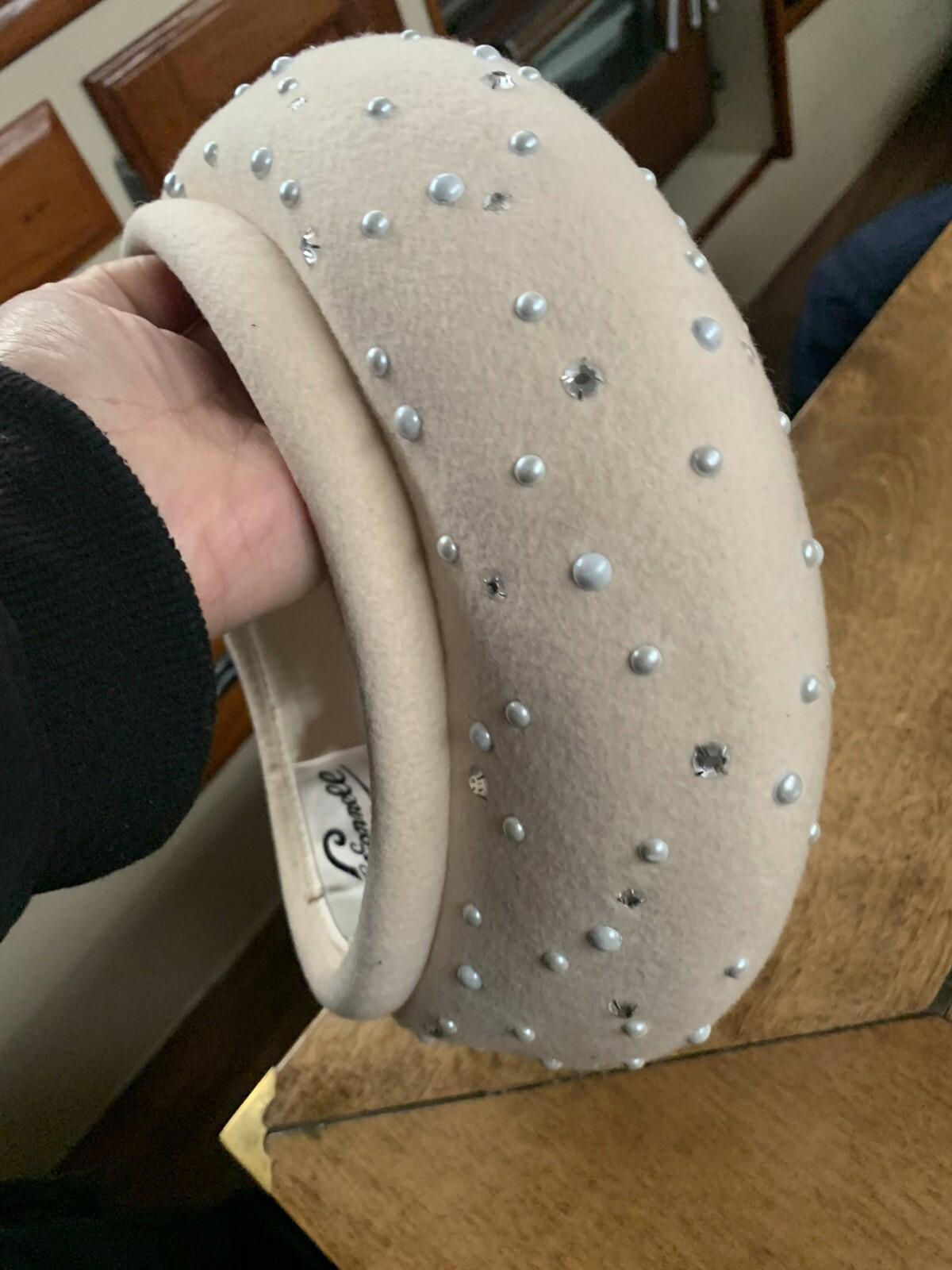 GORGEOUS RARE 1950’s Vintage Jack McConnell  w Jewels & beads Wool Hat