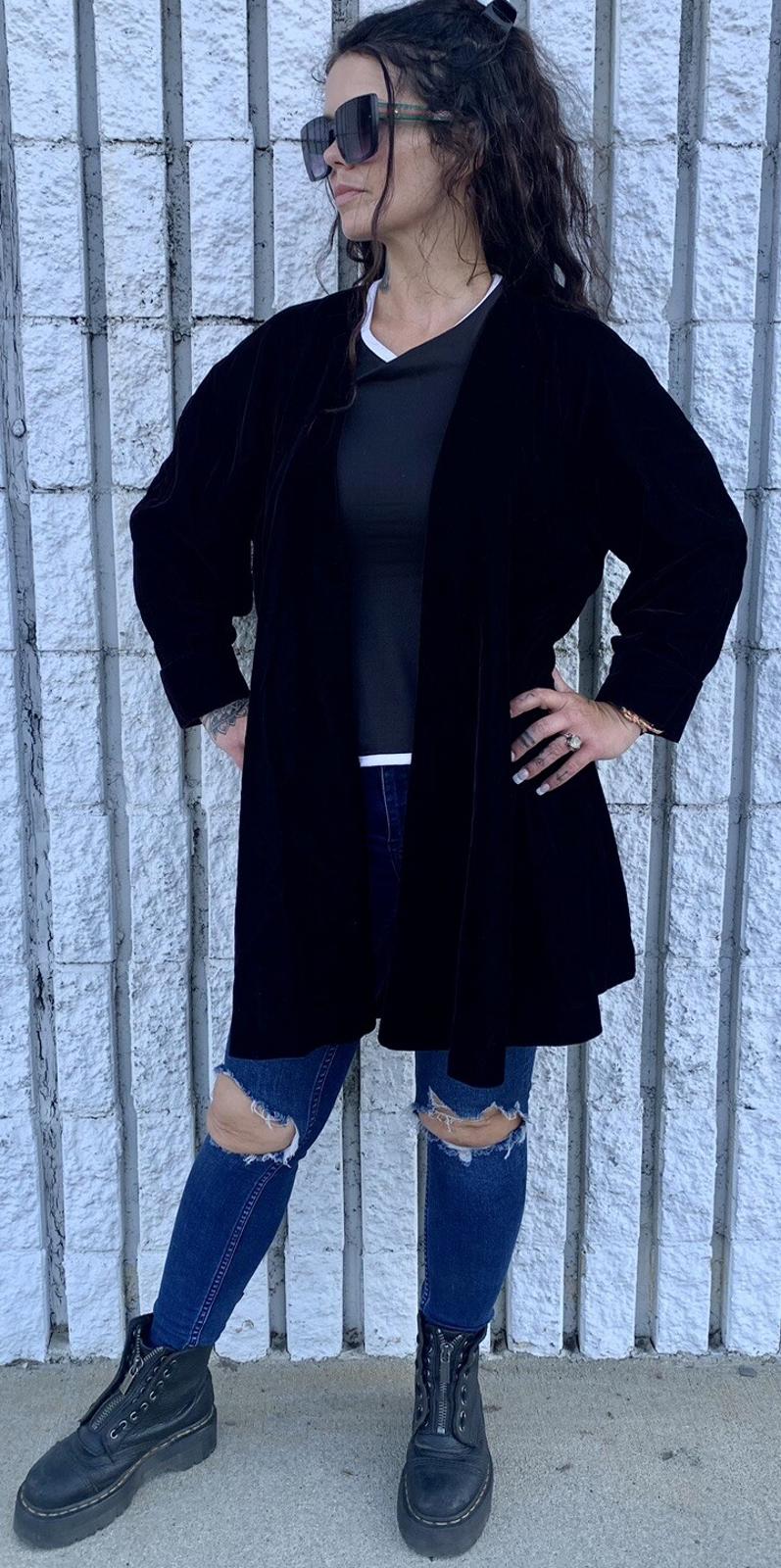 Vintage Black Velvet JUMP! Brand Cape Style Coat