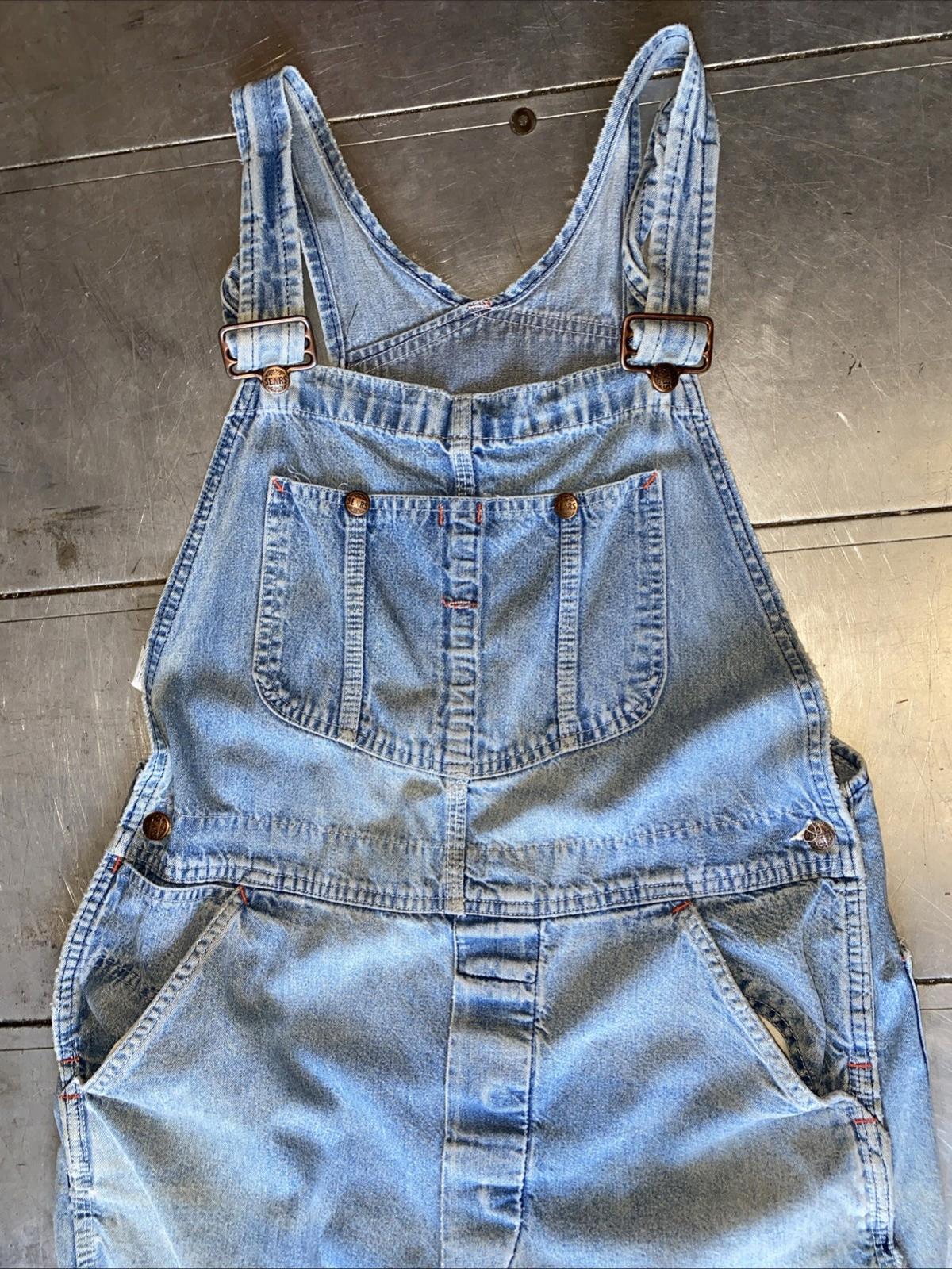 Vintage 1960s Sears Tradewear Denim Overalls Faded Distressed 36 x 30