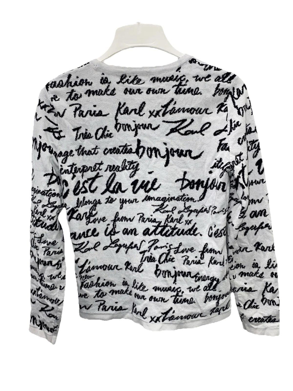 Karl Lagerfeld Paris Love all-over script sweater Womens Size S/M