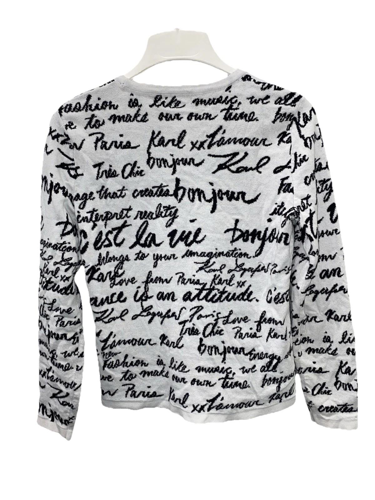 Karl Lagerfeld Paris Love all-over script sweater Womens Size S/M