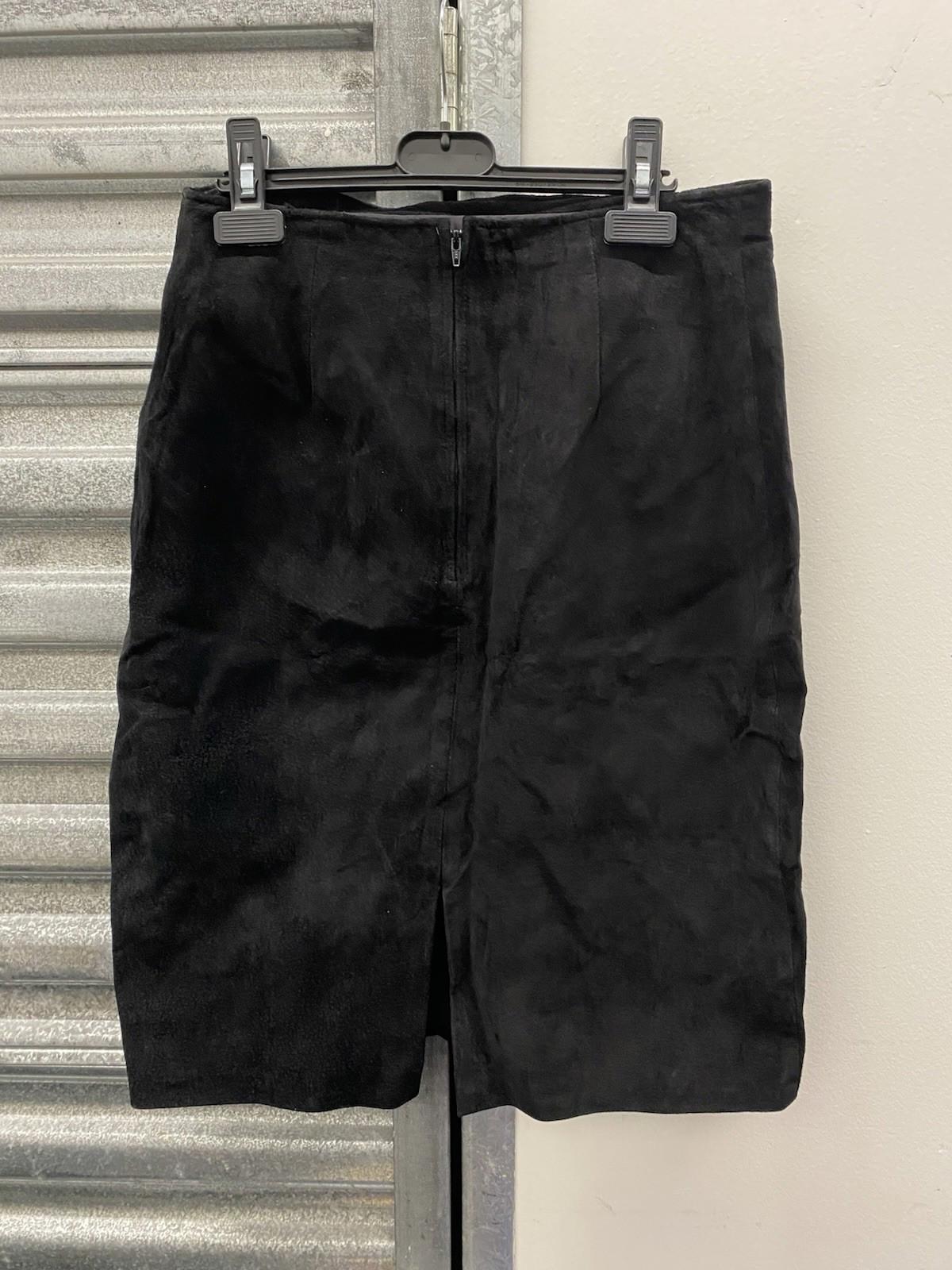 Vintage Firenze Santa Barbara Black Leather High Waisted Pencil Skirt Size 12