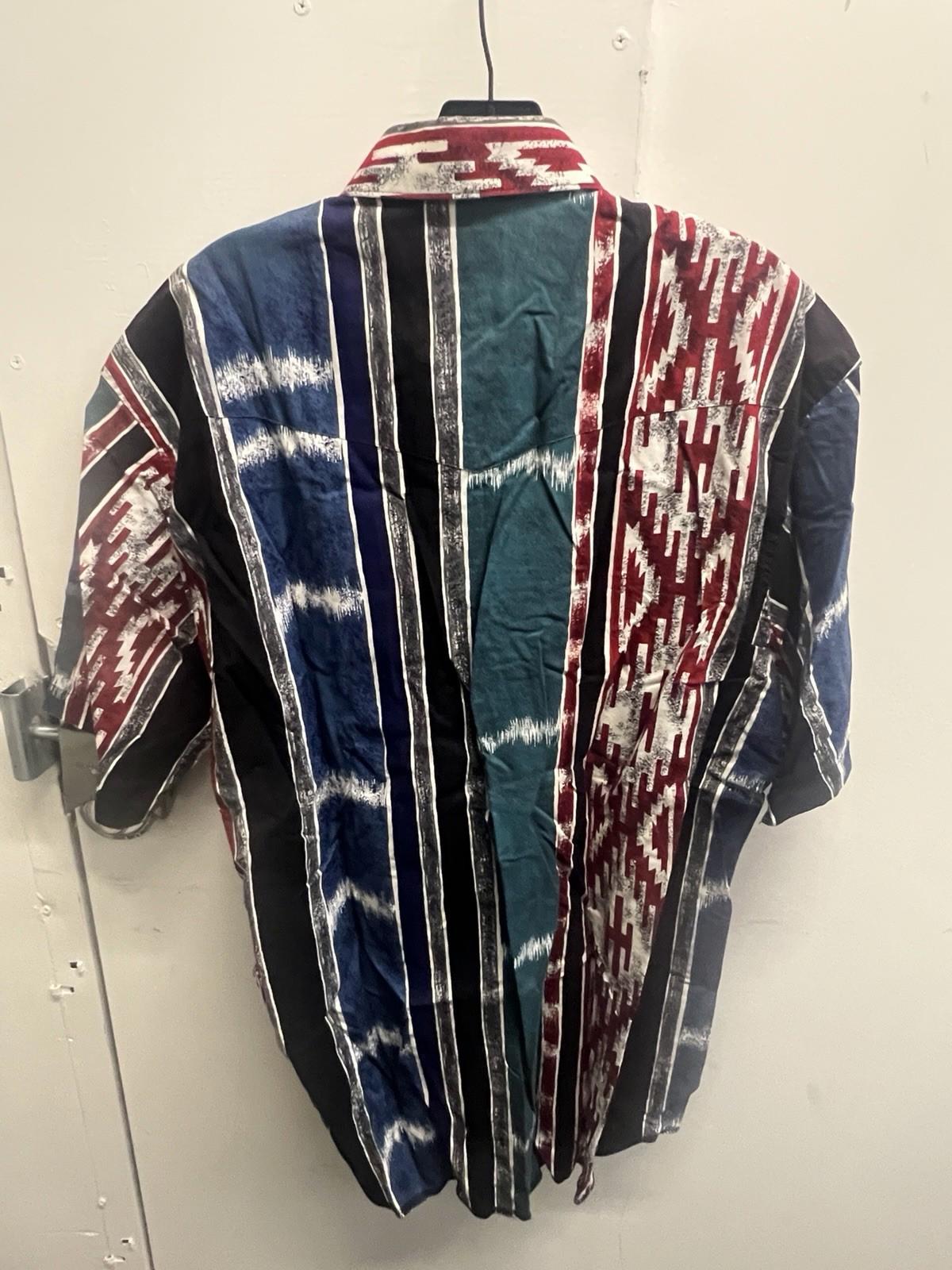 Rare Vintage Wrangler Western “Aztec” Print Shirt Xl Short Sleeve