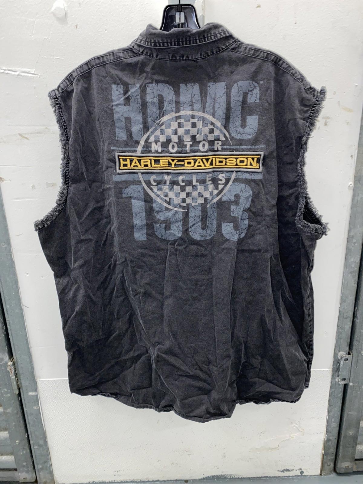 Harley Davidson Motorcycles 1903 Dual Sided Sleeveless Charcoal Shirt Vest