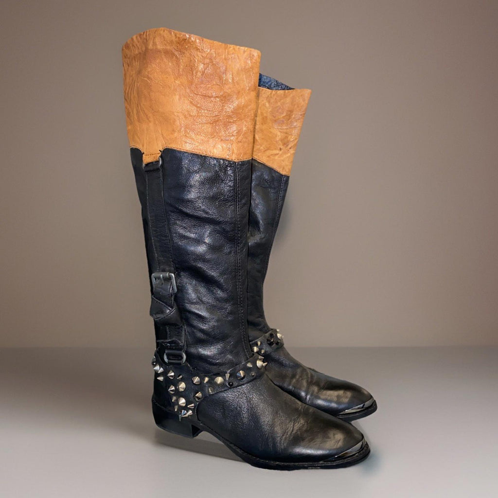 Gorgeous Sam Edelman Park Harnes Boots black Leather Knee High US 6 EUR 36 WOW !