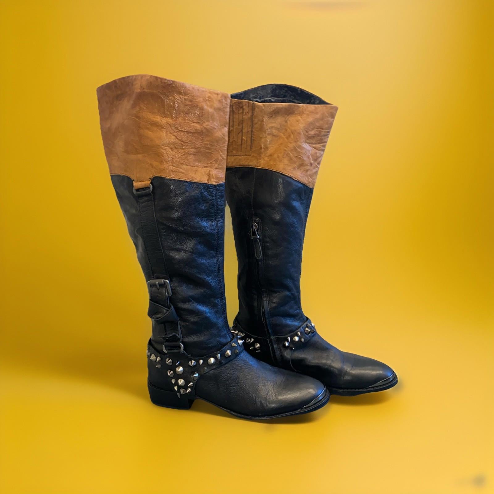 Gorgeous Sam Edelman Park Harnes Boots black Leather Knee High US 6 EUR 36 WOW !