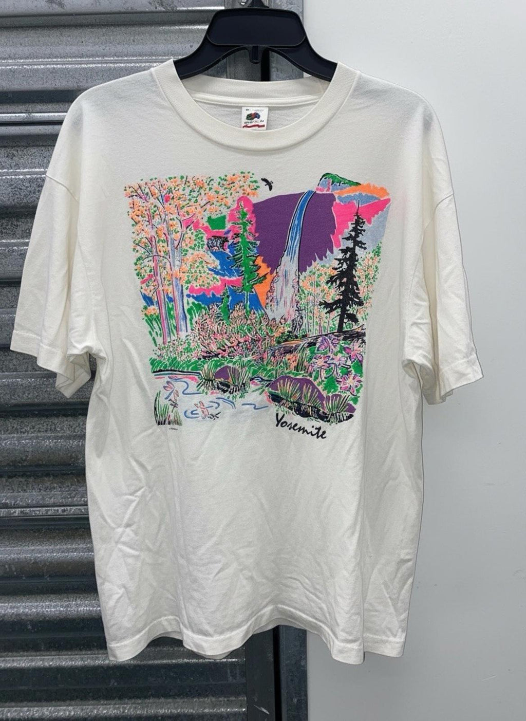 VTG 1990 Yosemite National Park Neon Single Stitch T Shirt Fruit Of The Loom XL