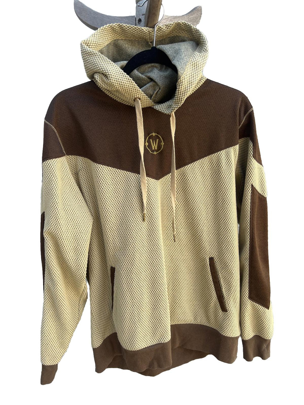 Blizzard World Of Warcraft Embroidered Promo Tan Hoodie Jacket Size Small S