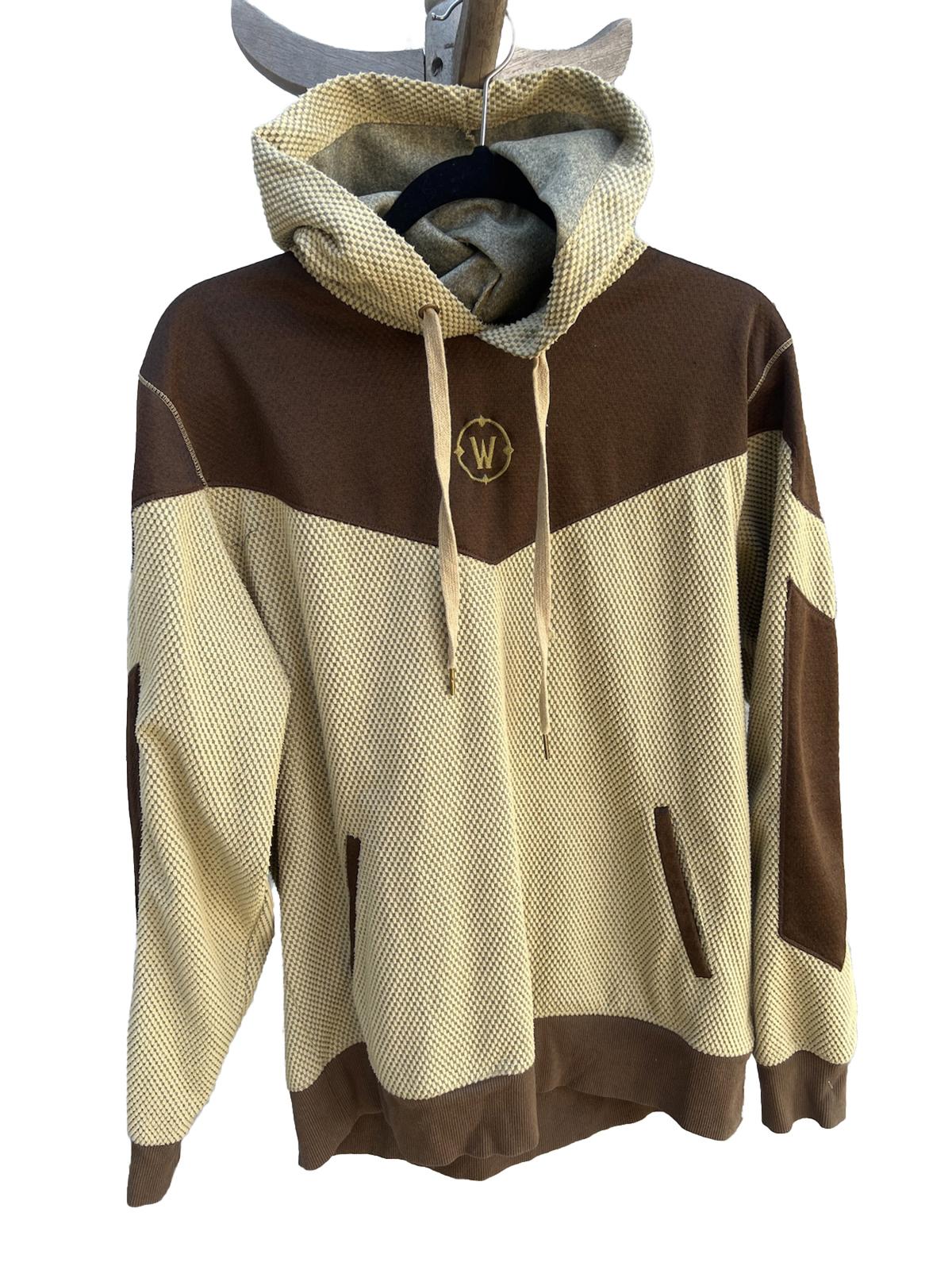 Blizzard World Of Warcraft Embroidered Promo Tan Hoodie Jacket Size Small S