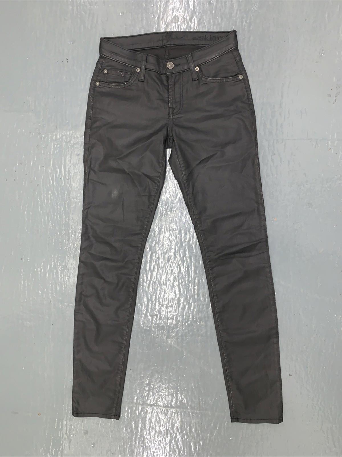 7 For All Mankind The Skinny Low Rise Distressed Faux Leather Pants W Size 23