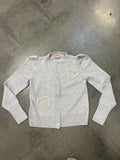 Kate Spade Womens Cardigan Gray XS Pearl Heart Knit Long Sleeve Button Front