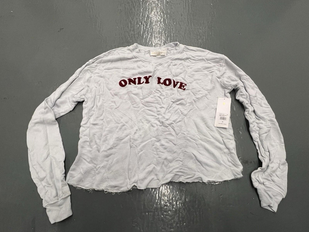 $98 Spiritual Gangster Only Love Crop Sweatshirt Sky White Red Medium S462