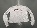 $98 Spiritual Gangster Only Love Crop Sweatshirt Sky White Red Medium S462