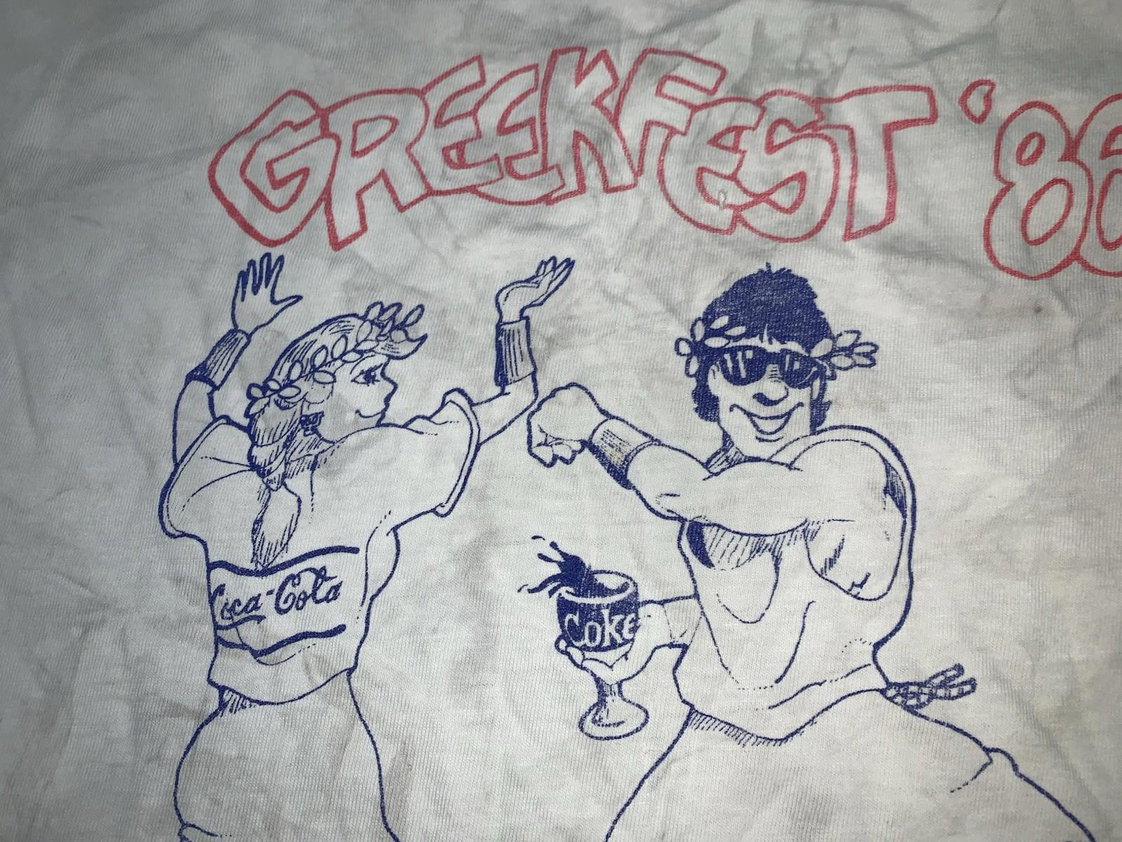 Vintage Greekfest 1986 Coke T Shirt Mike Viola Double Sided Mens XL RARE