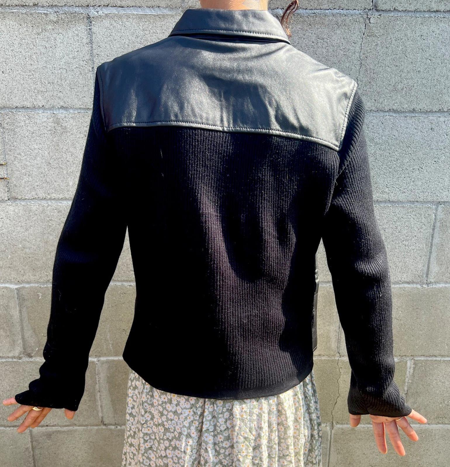 Jaclyn Smith Classic Leather Long Sleeve Black Zip Up Jacket