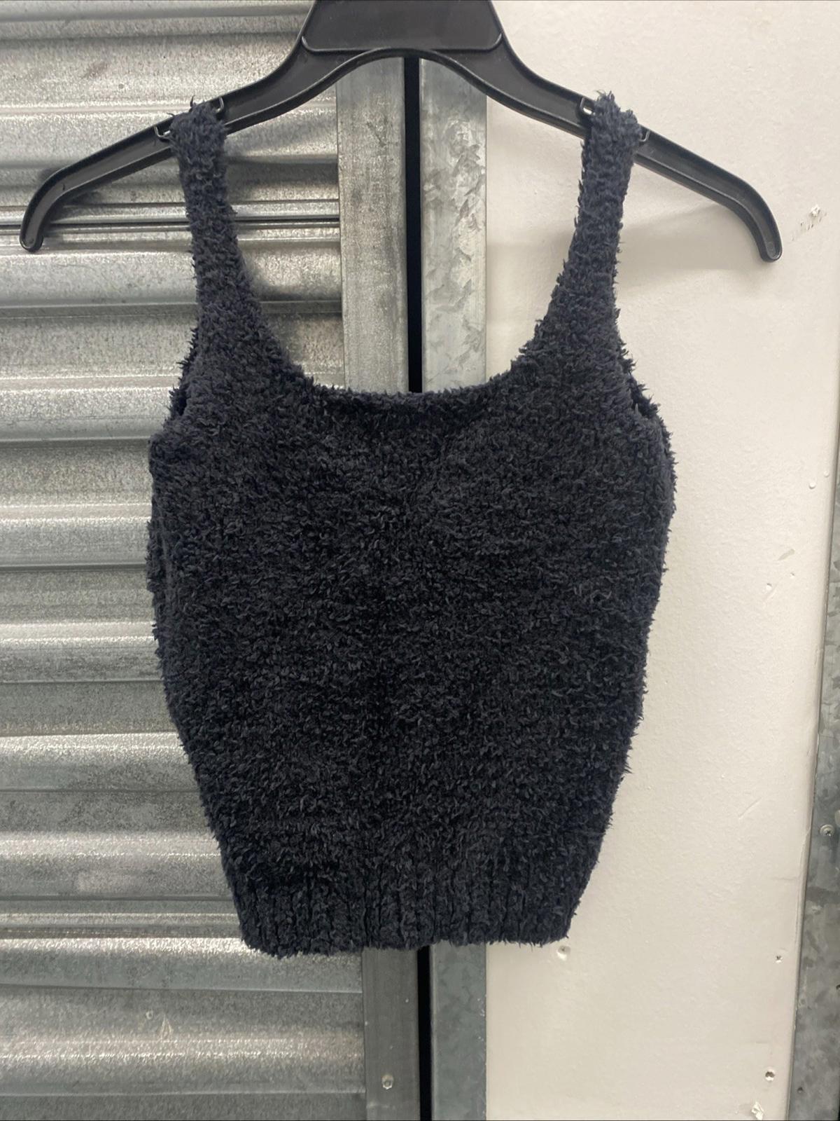 NWT Skims Cozy Knit Boucle Tank Top Black Onyx Size S/M Kim Kardashian Brand