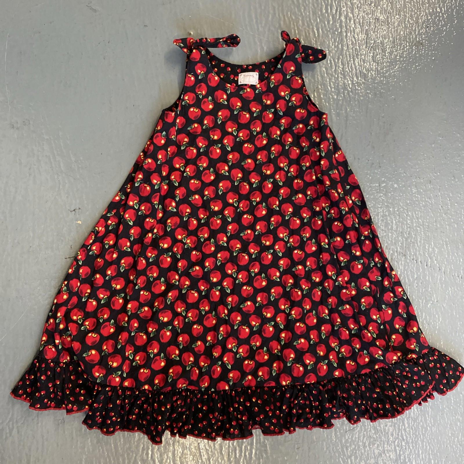 Handmade Vintage Girls Apples Dress Size Large Children