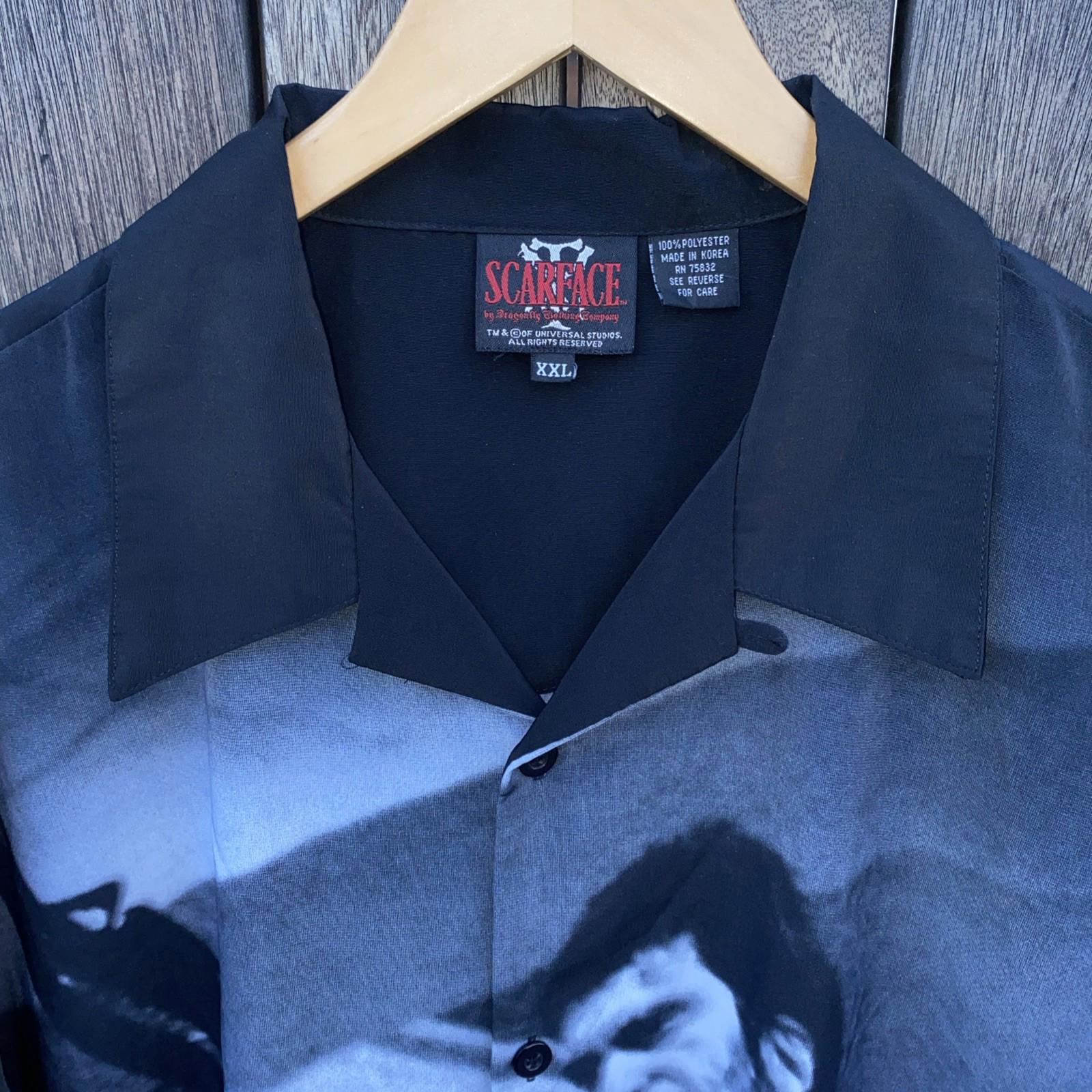 RARE SCARFACE TONY MONTANA UNIVERSAL STUDIOS Dragonfly Men’s Dress Shirt XXL