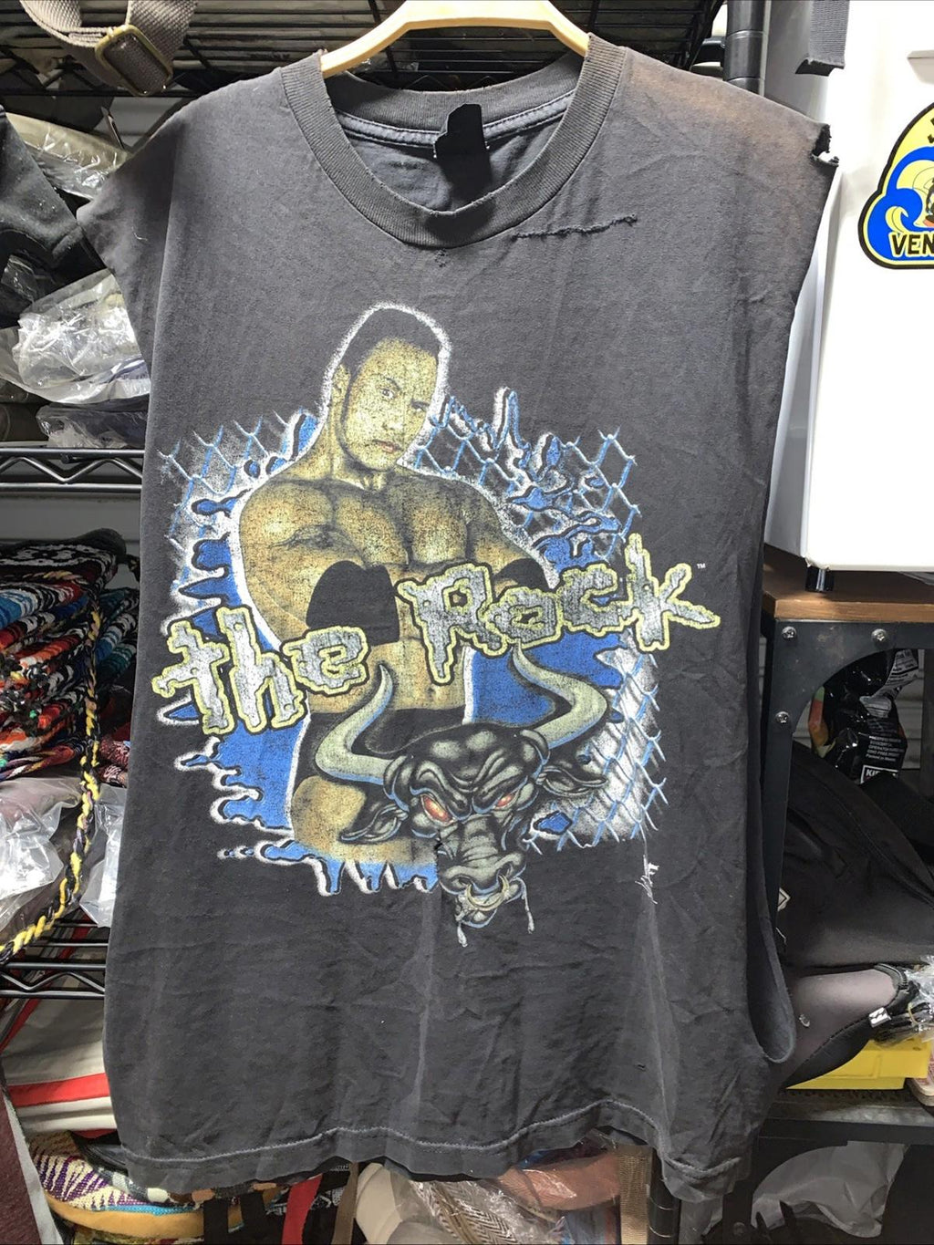 Vintage 1990’s THE ROCK WWF distressed Tank Top T Shirt Mens L