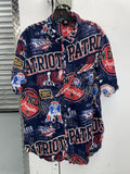 Vintage 2004 New England Patriots Superbowl Thematic Button Up Hawaiian Shirt XL