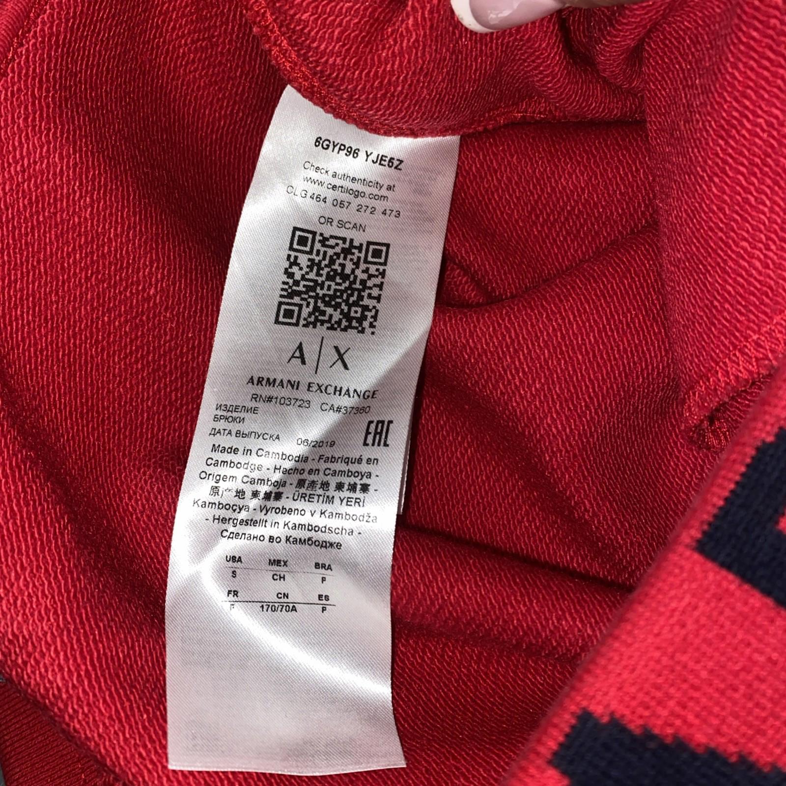 NWOT Armani Exchange Signature Wide Waistband Wraparound Logo Red Joggers Wo S