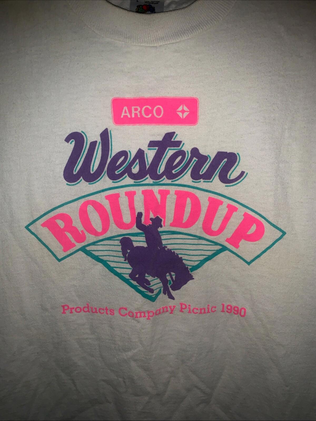 Vintage Arco Gasoline 1990 Western Roundup Picnic T Shirt