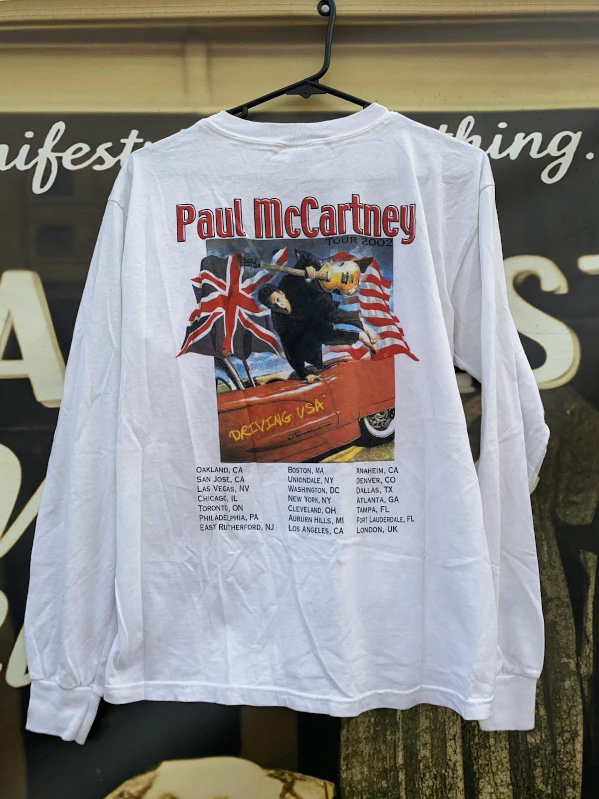 VTG 2002 Paul McCartney Beatles Driving Rain Tour Lng Sleeve Dual Side T Shirt M