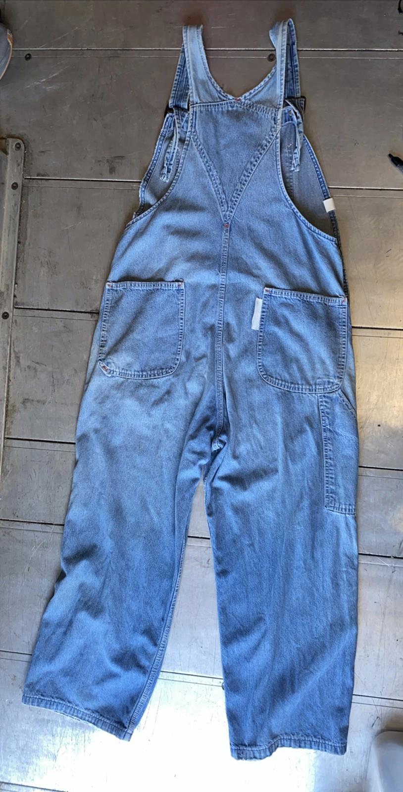 Vintage 1960s Sears Tradewear Denim Overalls Faded Distressed 36 x 30