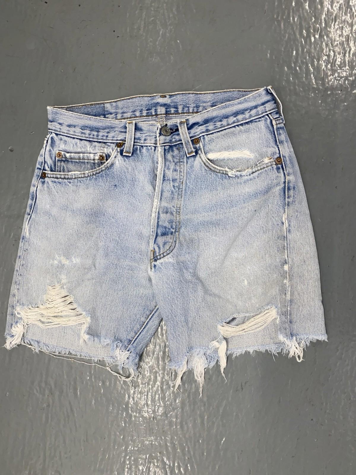 Distressed Vintage LEVI'S 501 Baby Blue Button Up Fly Cut off  Shorts Size 30