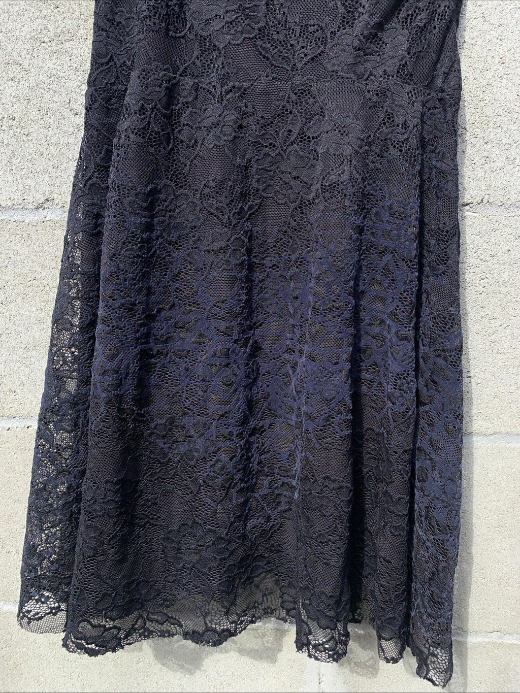 FREE PEOPLE $158 Black & Blue Lace Sweetheart Skater Dress S