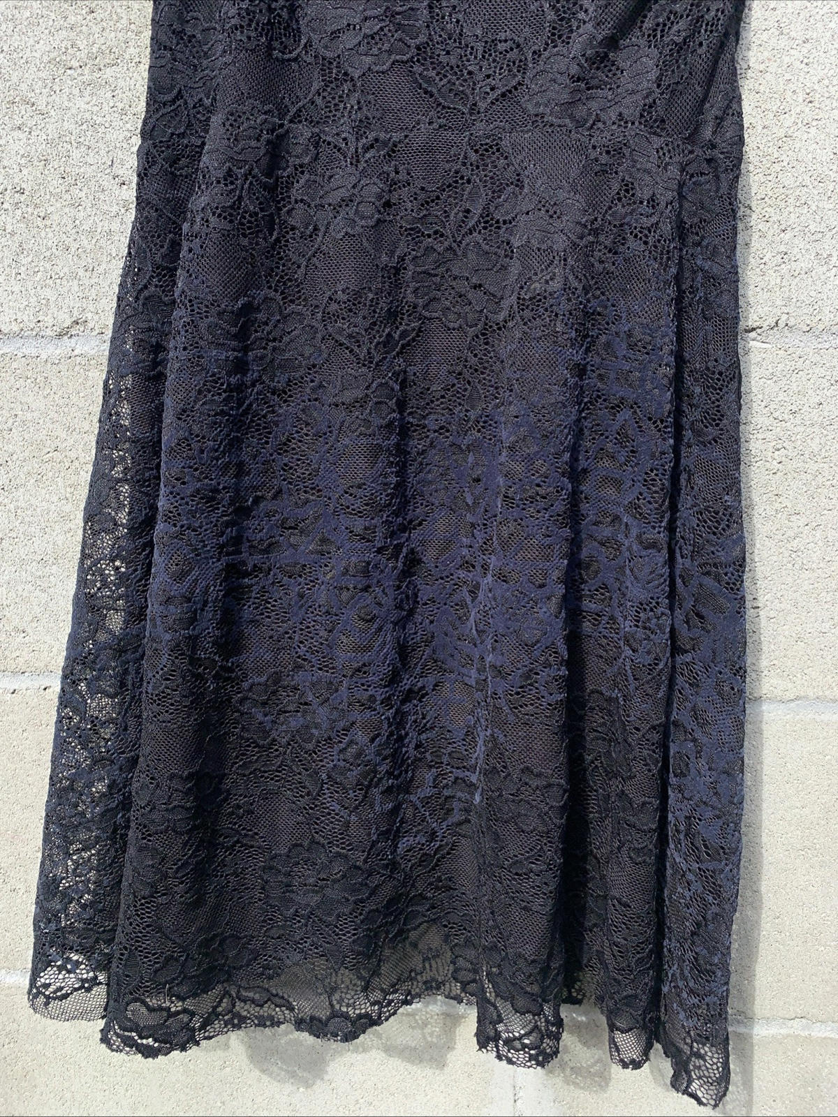 FREE PEOPLE $158 Black & Blue Lace Sweetheart Skater Dress S