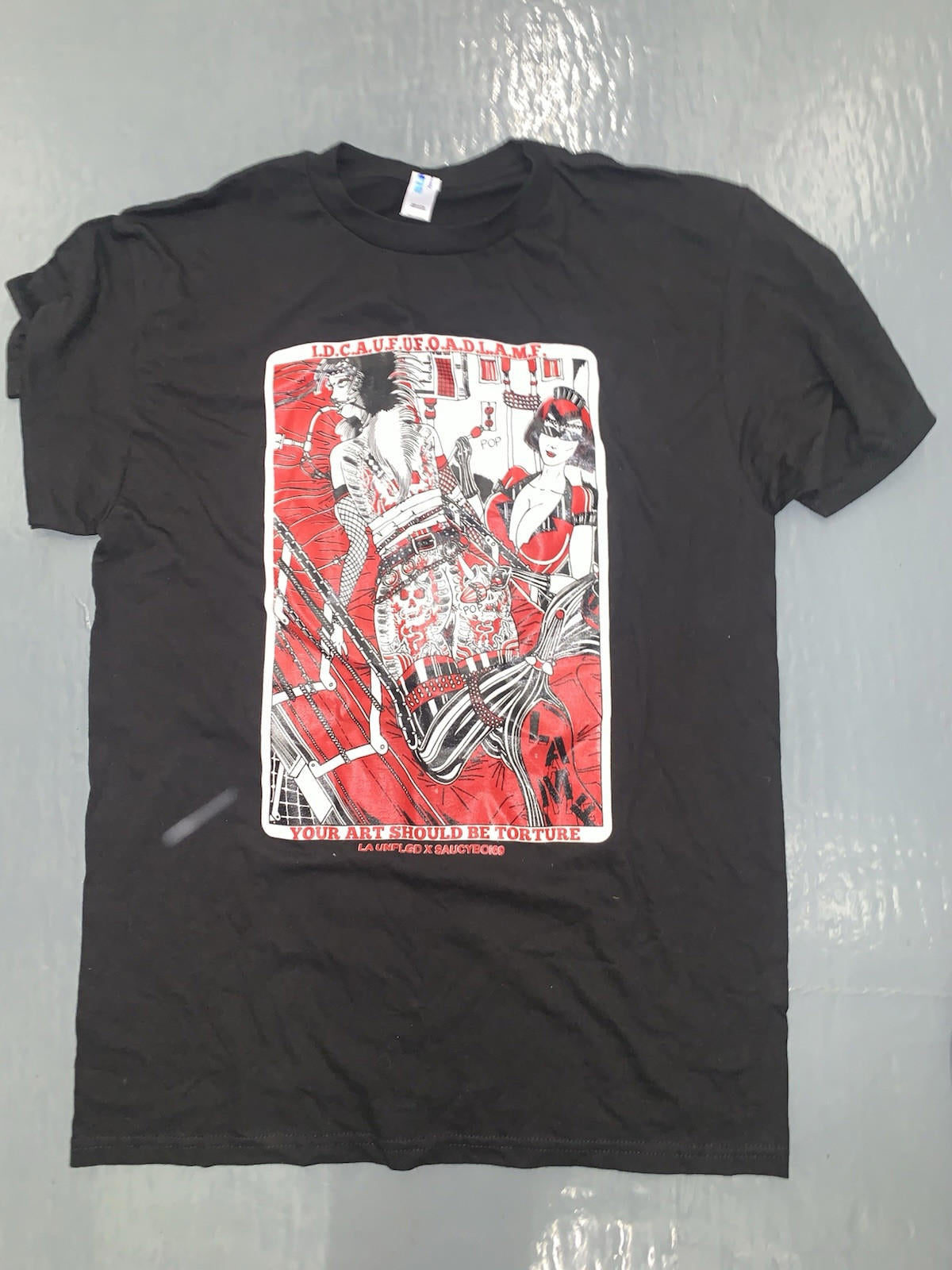 Art Should Be Torture LA UNPLGD x SaucyBoi 69 Fetish Tattoo BDSM Shirt Size M
