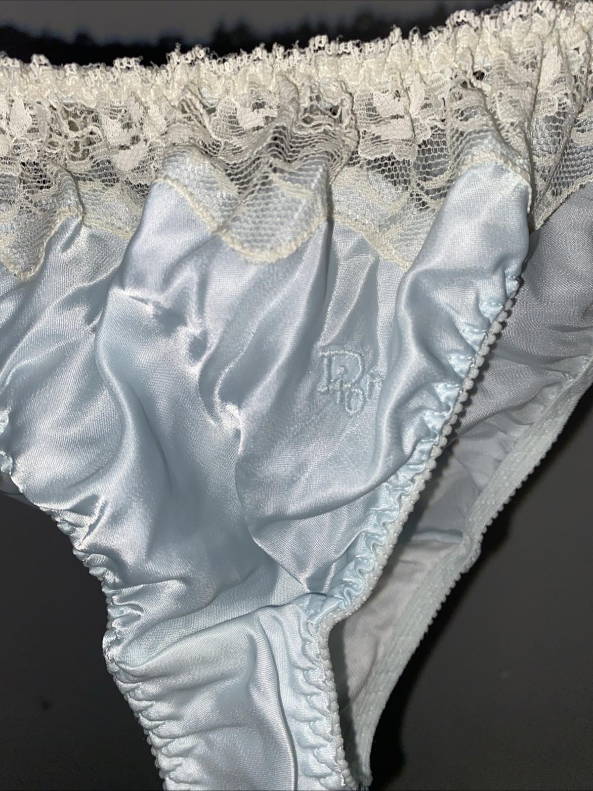 Vintage Christian Dior Intimates Satin Baby Blue & Cream Lace Lingerie Size 7/ M
