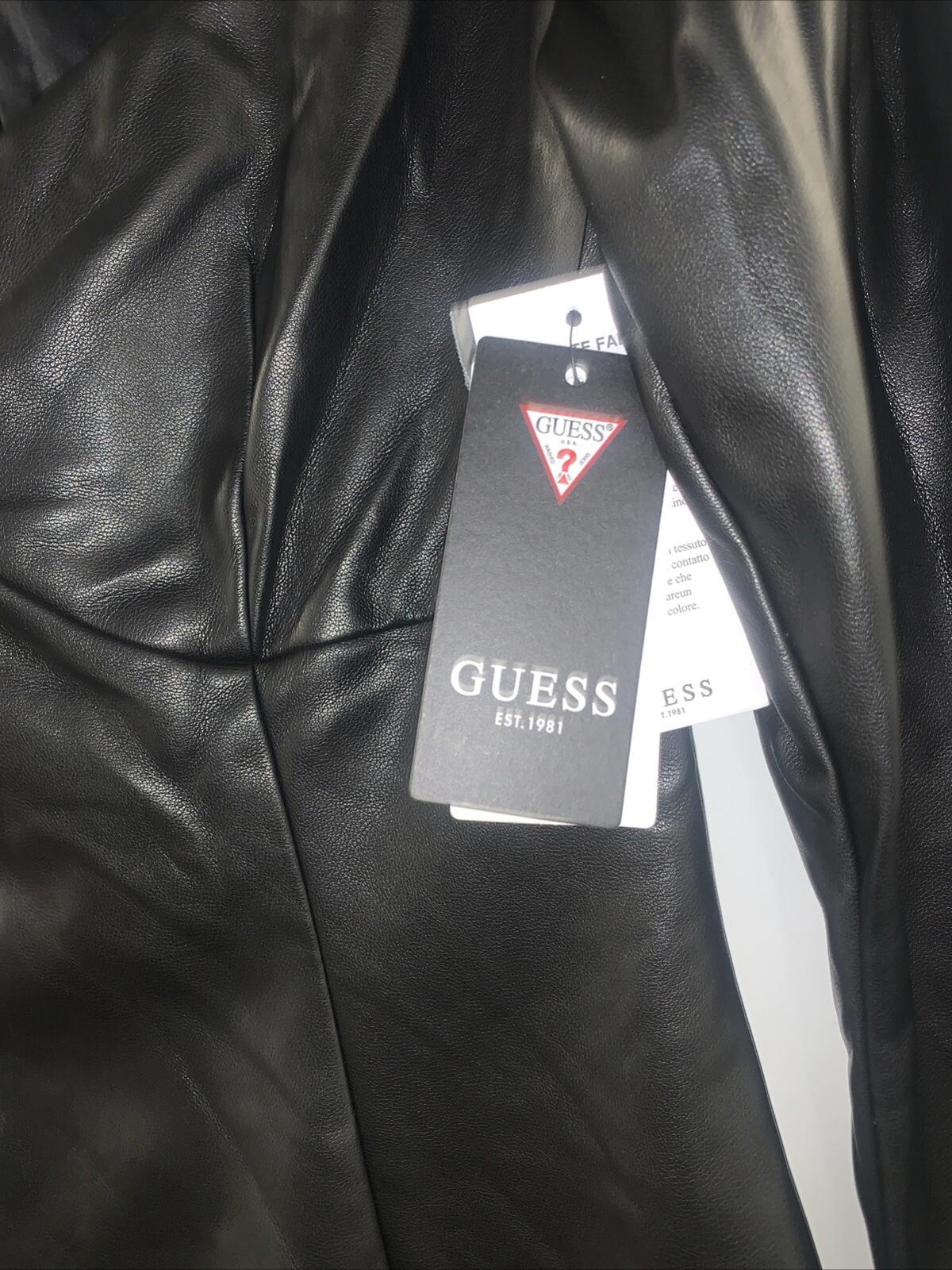 NWT Guess Elena Faux Leather Mini Dress Jet Black XS