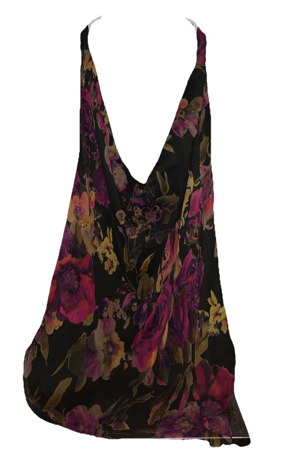 Haute Hippie Psychedelic Floral Sheer Lined Blouse With Gorgeous Back